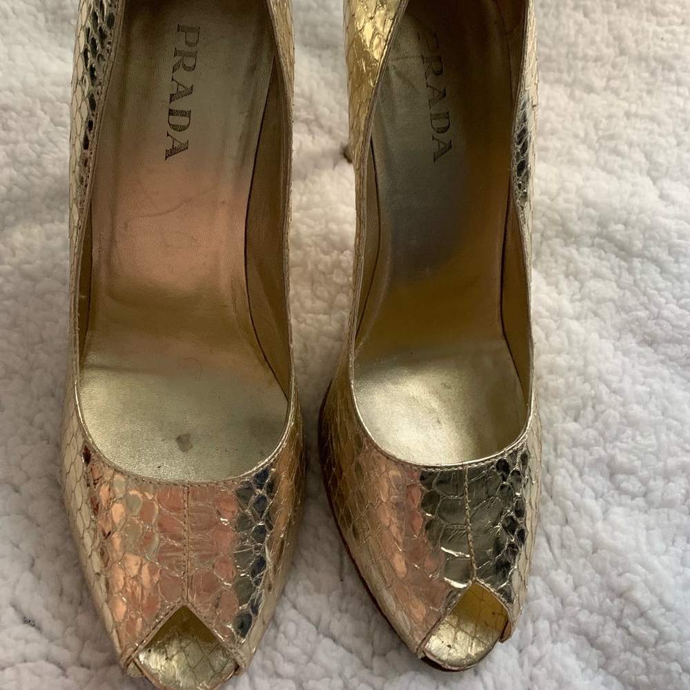 Prada Gold Pattern Shoes